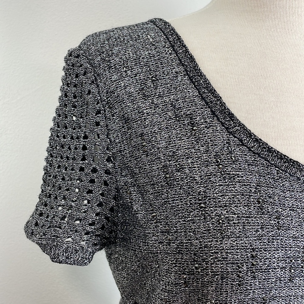 St John Collection Metallic Plaited Mixed Knit Dress - Picture 5 of 13